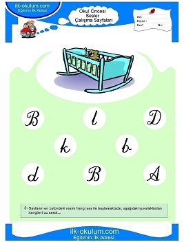 Çocuklar İçin B Sesi Çalışma Sayfaları 